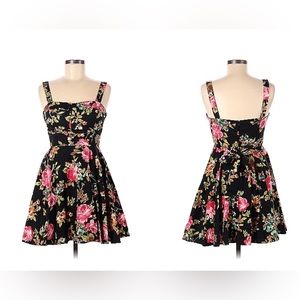 Ixia black white floral dress, XS with tie in back